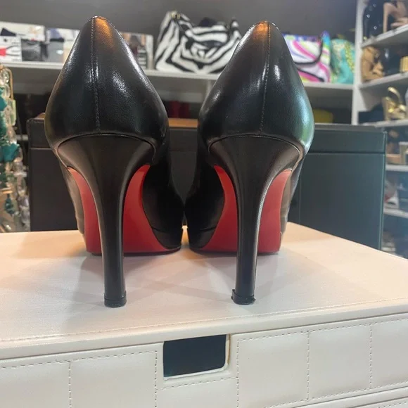 Christian Louboutin black leather pumps. Size 9… Good condition
